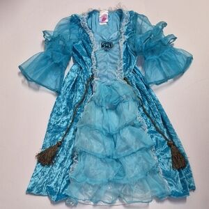 Girls Blue Princess Costume Cinderella Style Lace & Ruffle Dress-Up Gown Size 4